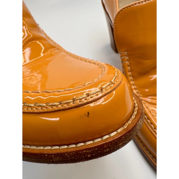 Maryam Nassir Zadeh Nora Patent Leather Retro Orange Cream Loafers Heels Sz 39 - Picture 11 of 16